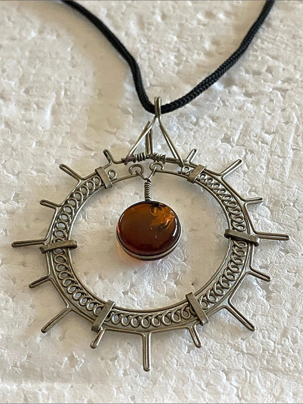 Amber Sunburst Pendant Necklace